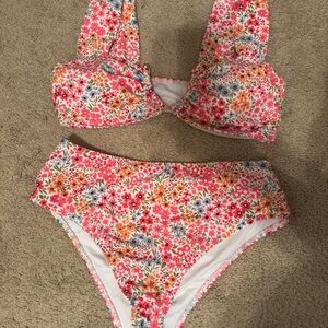 SHEIN Floral Bikini - Pink and White
